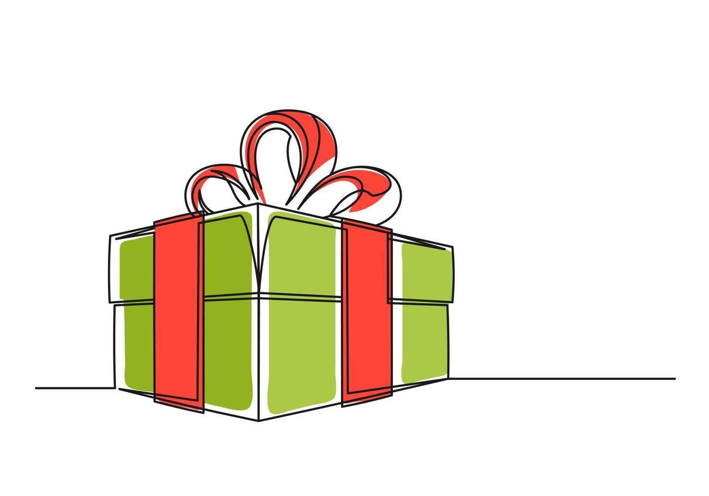 Continuous one line drawing of a Christmas gift box vector