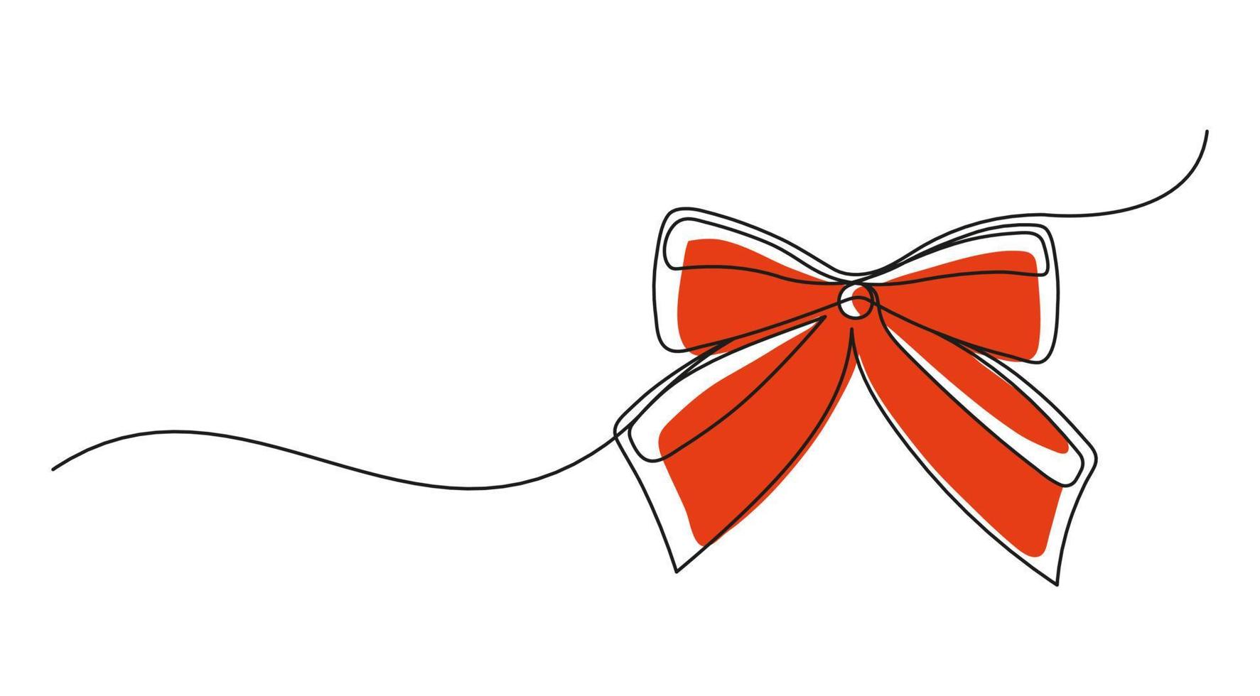 Continuous one line drawing of a Christmas bow vector