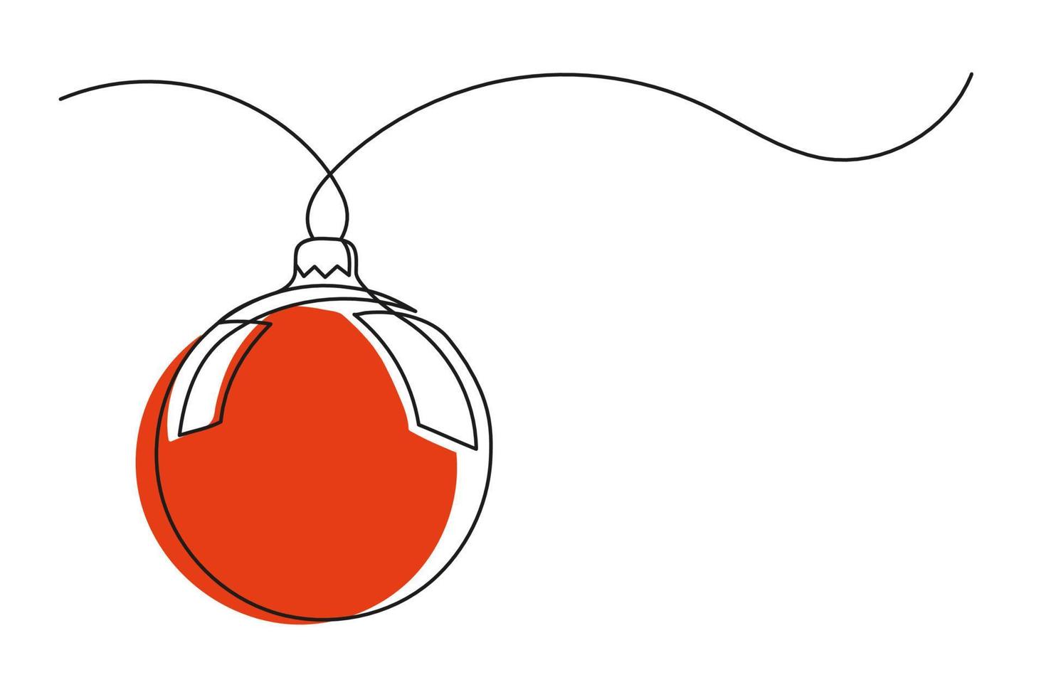 Continuous one line drawing of Christmas ball vector