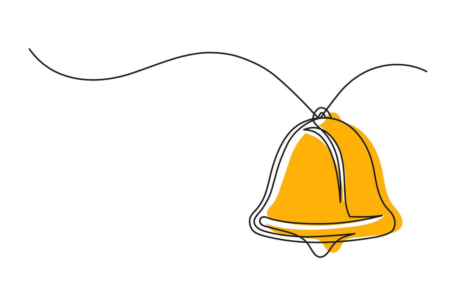 Continuous one line drawing of a Christmas bell vector