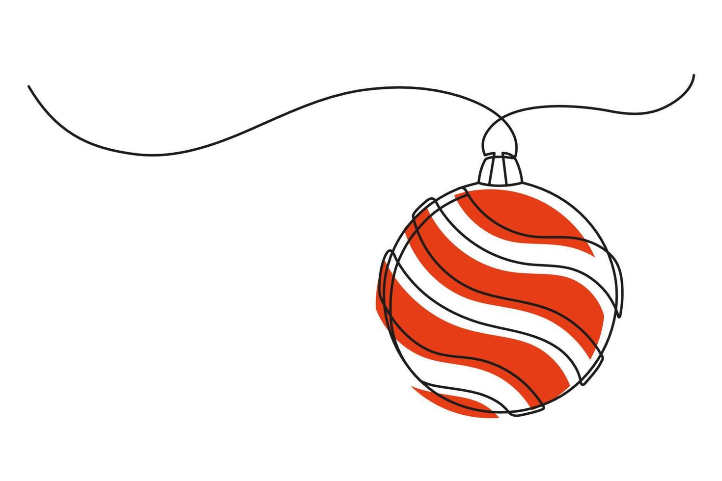 Continuous one line drawing of Christmas ball vector