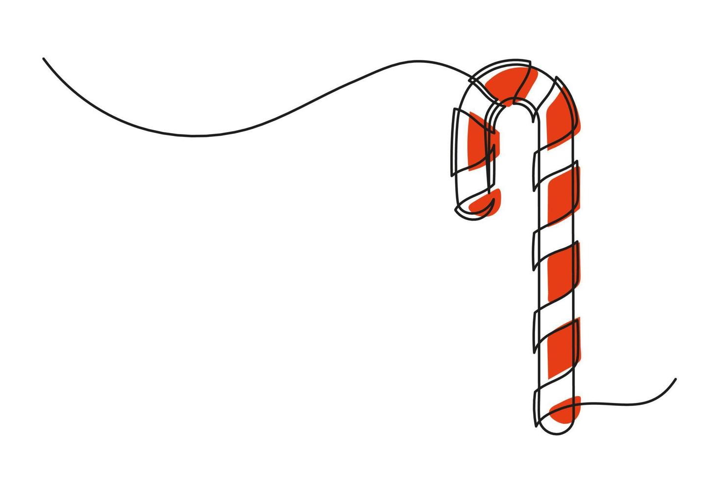 Continuous one line drawing of Christmas candy vector