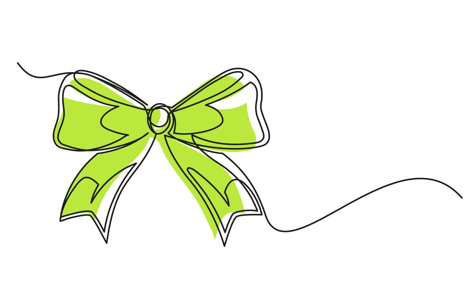 Continuous one line drawing of a Christmas bow vector