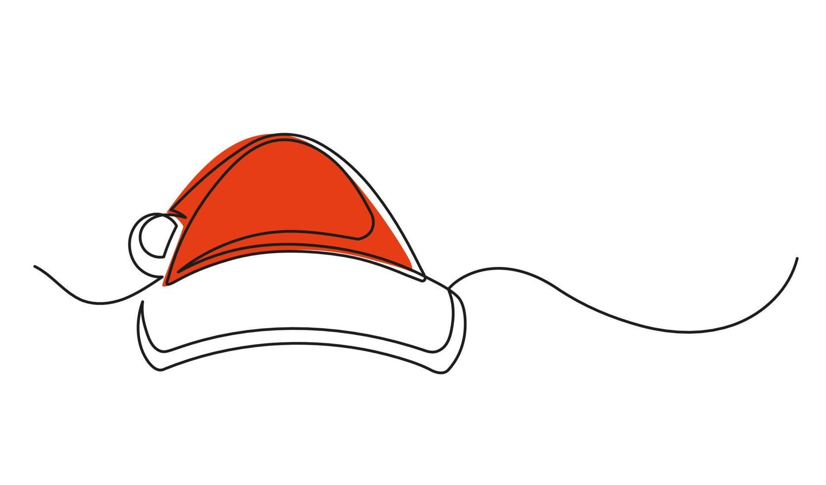 Continuous one line drawing of Christmas caps vector