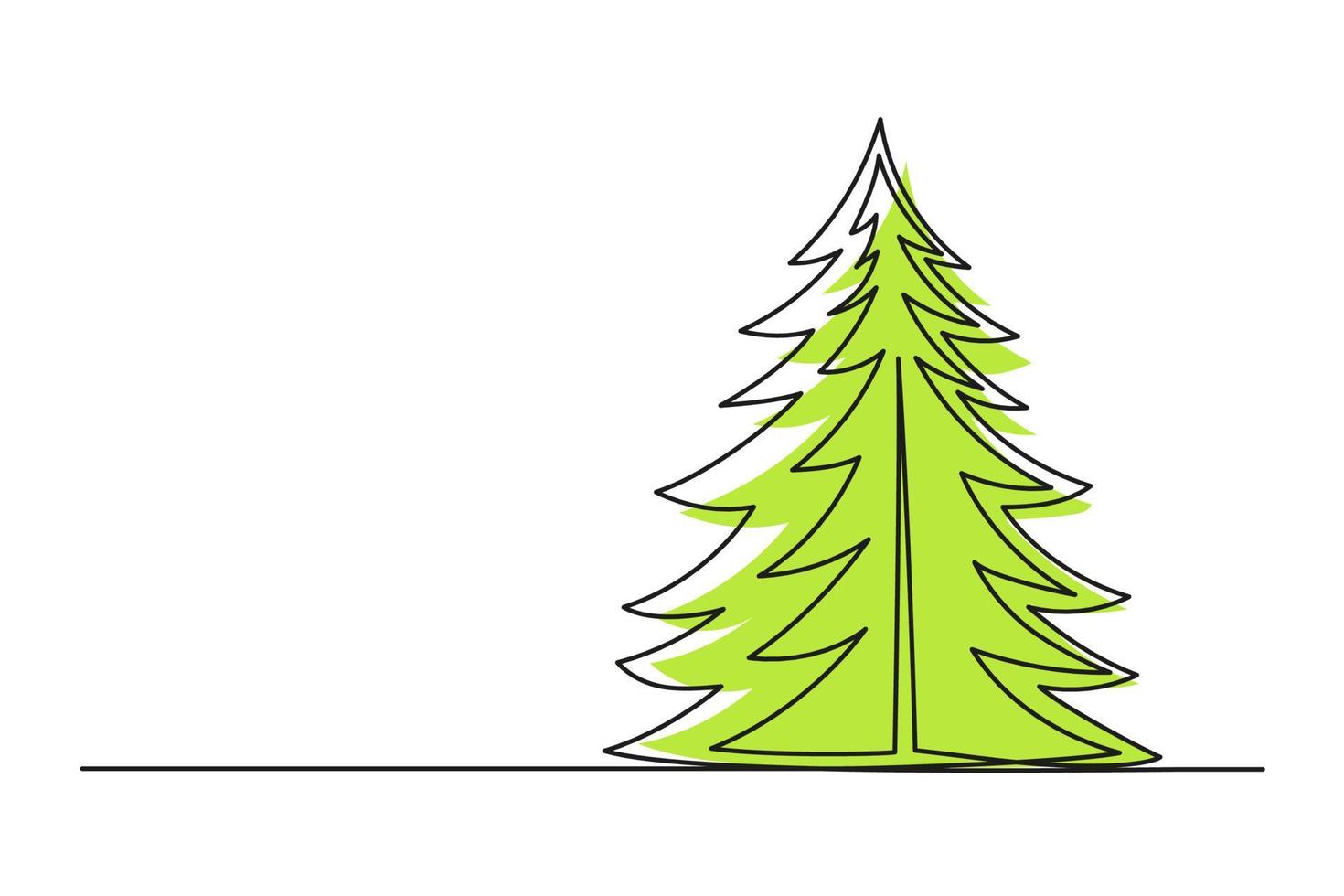 Continuous one line drawing of the Christmas tree vector