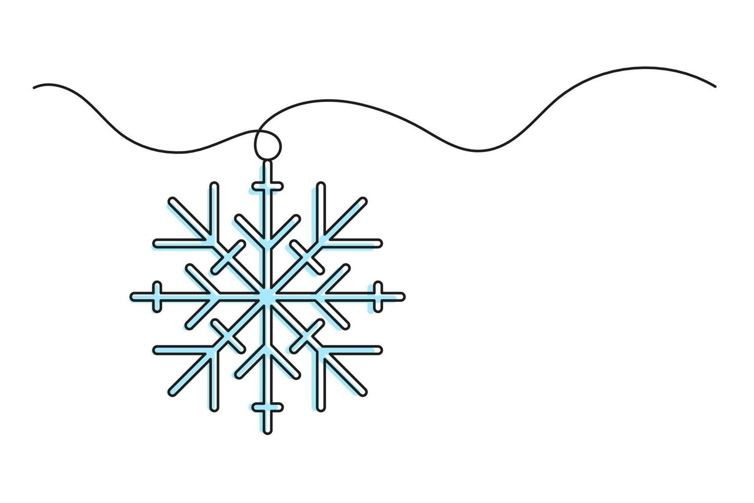 Continuous one line drawing of Christmas snowflake vector
