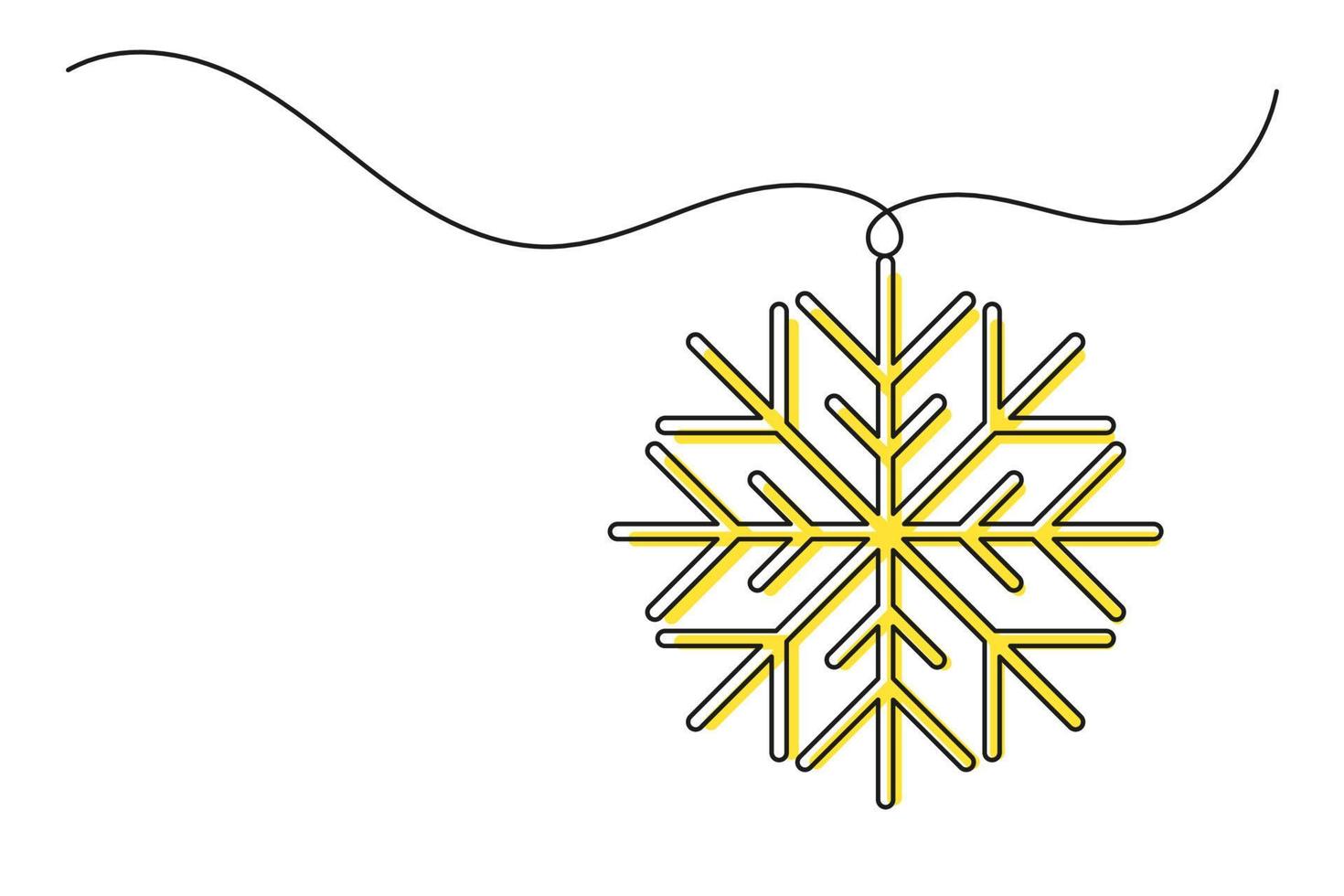 Continuous one line drawing of Christmas snowflake vector