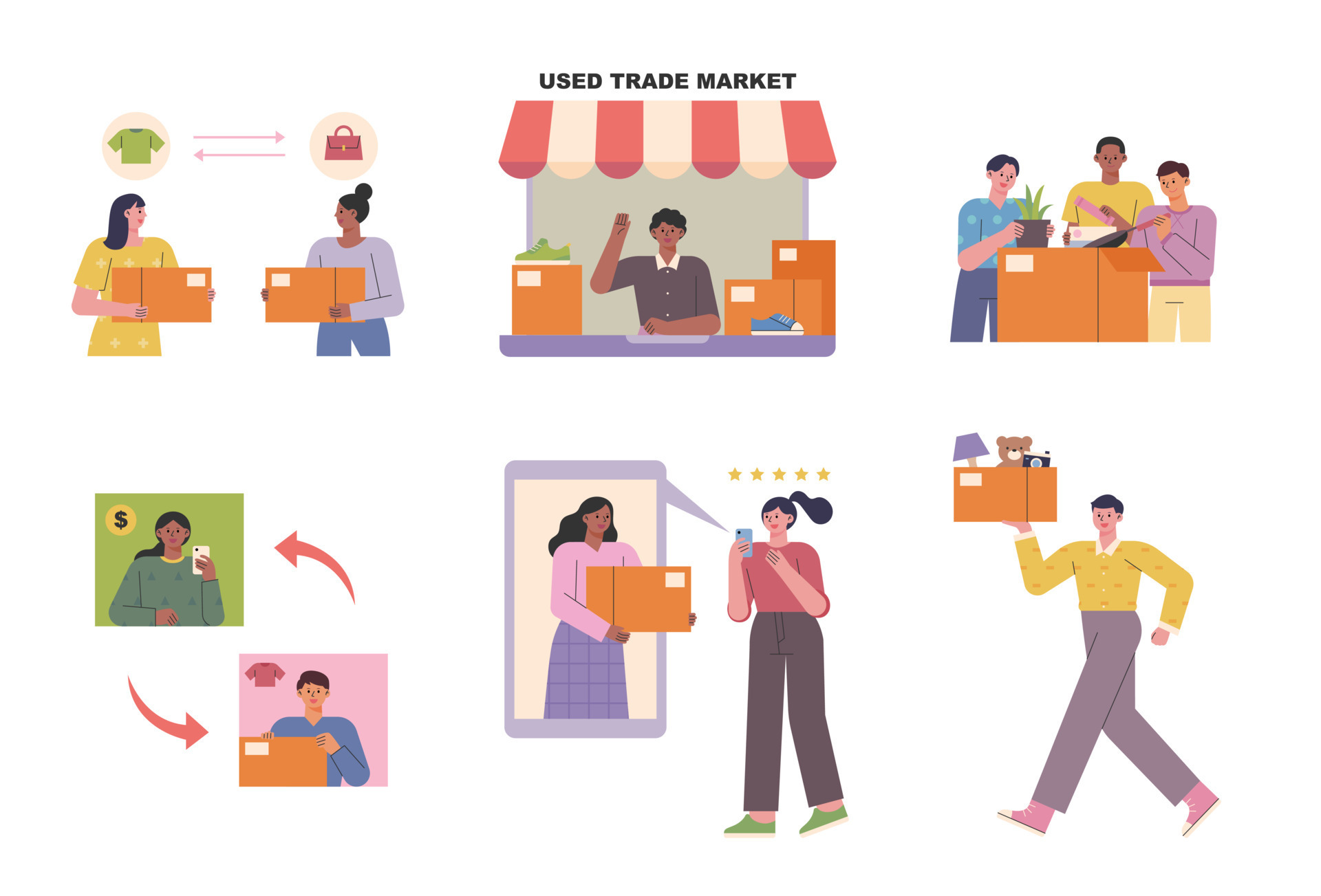 People who buy and sell used items for the environment. 12682459 Vector