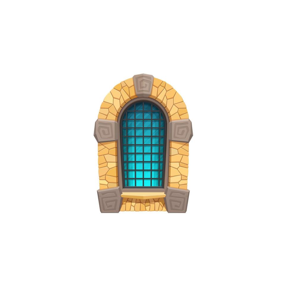 Medieval castle, arabic prison cartoon window vector