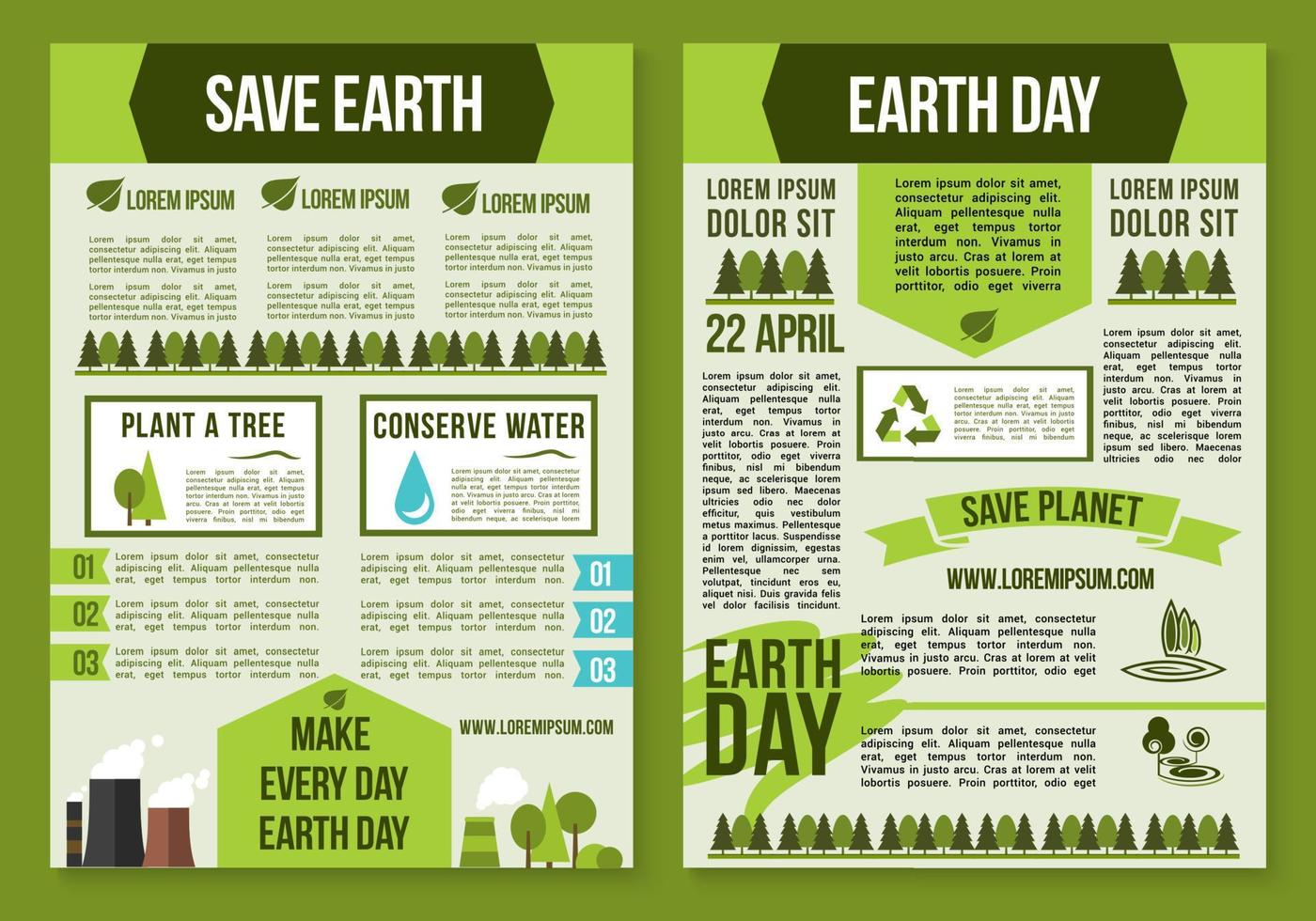 guardar el conjunto de plantillas de póster del día del planeta y la tierra vector