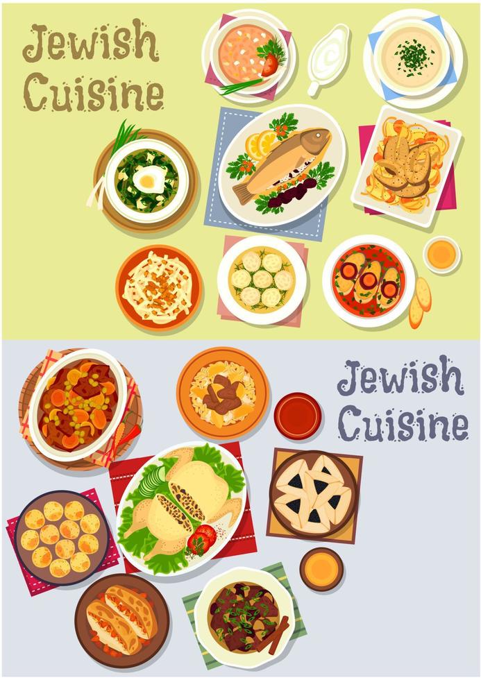 Jewish cuisine kosher food icon for menu design vector