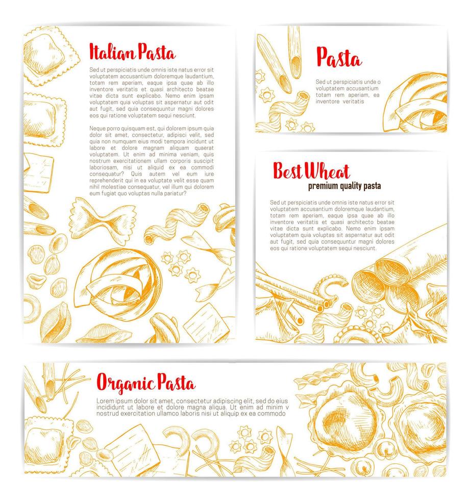 Italian pasta, macaroni product poster template vector