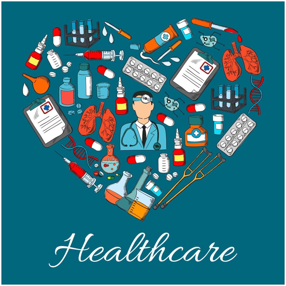 Healthcare heart, medicine vector symbol