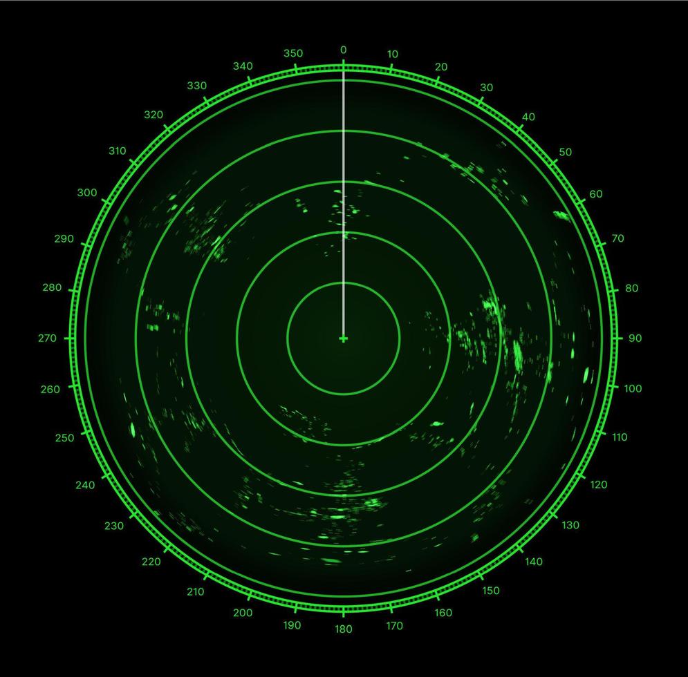 Ship radar, sonar screen, military target aim scan vector