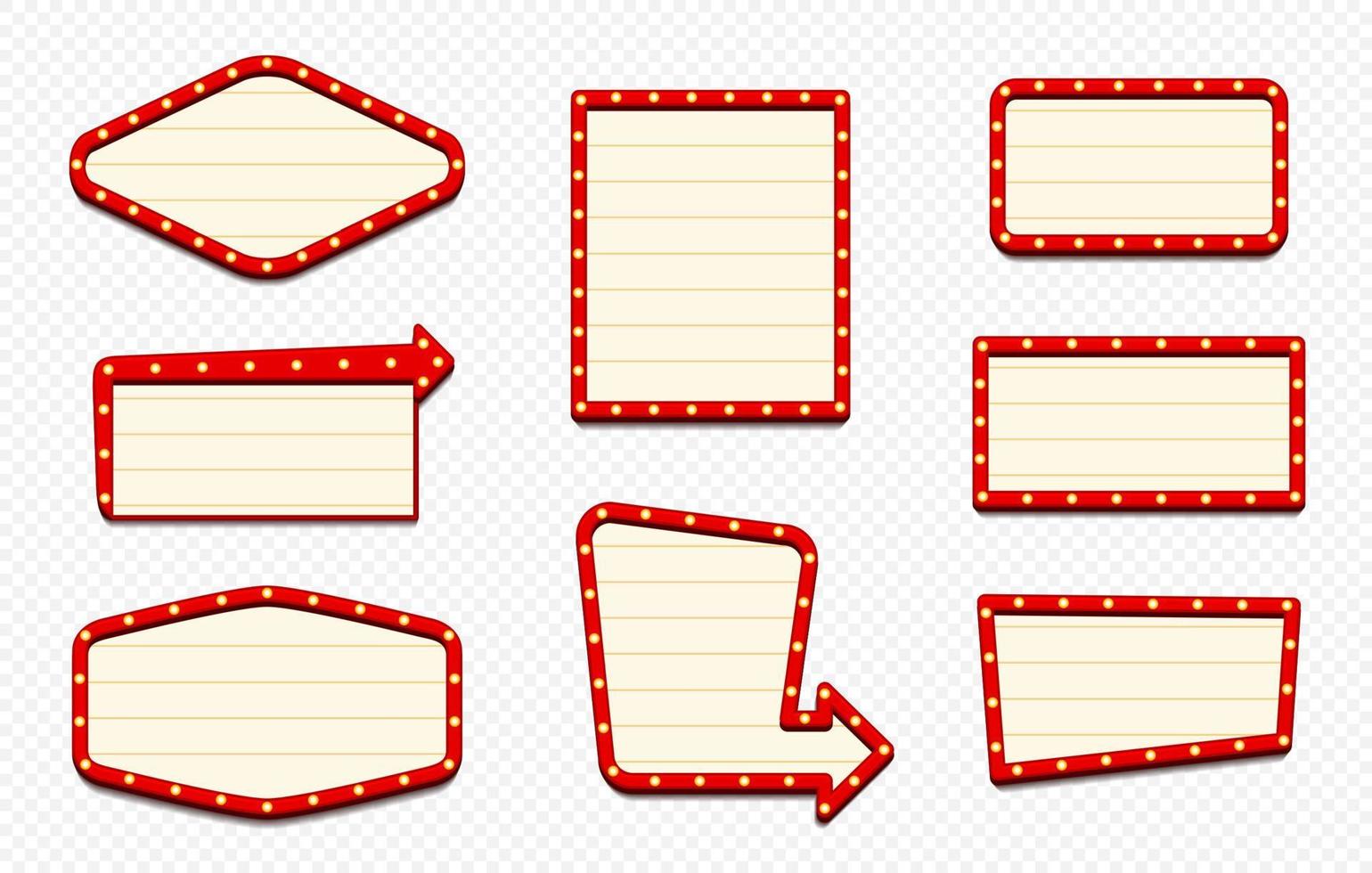 Retro lightboxes, cinema theater signs, billboards vector