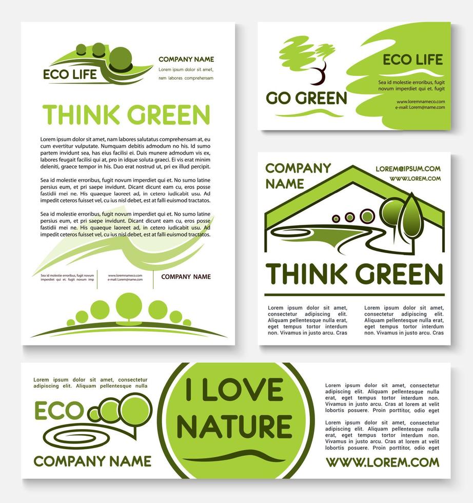diseño de conjunto de plantillas de banner de negocios ecológicos vector
