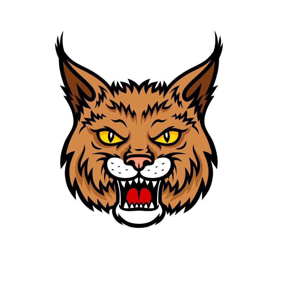 bobcat lynx cabeza hocico vector mascota icono