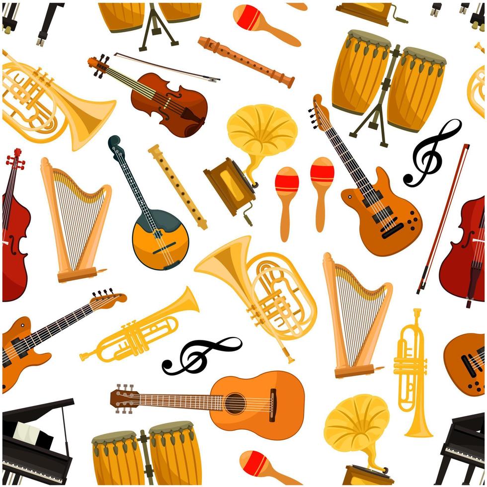 instrumentos musicales, vector, seamless, patrón vector