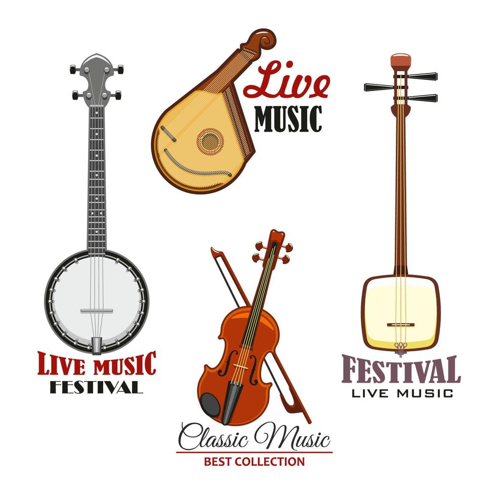 Musical instrument icon for music concert design vector