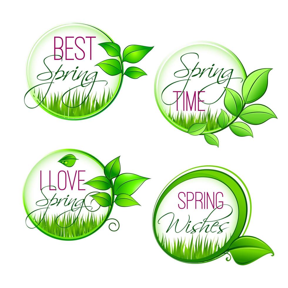 Isolated vector leaf grass of spring time quotes