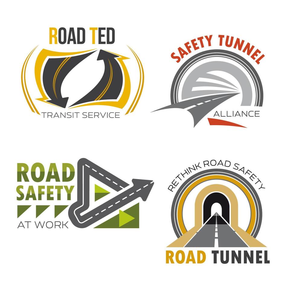 Road and highway isolated symbol set vector