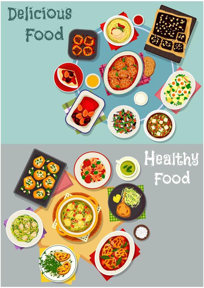 Tasty dinner dishes icon for food theme design vector