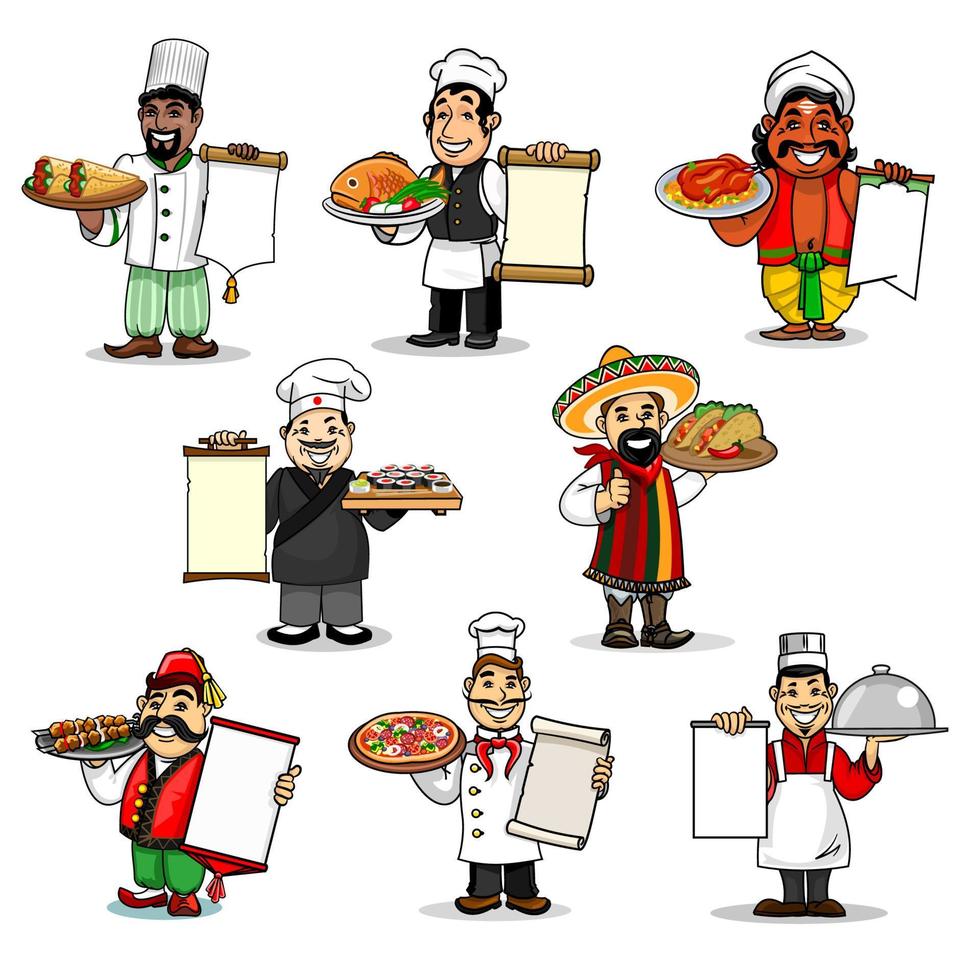 Chefs vector icons and restaurant menu