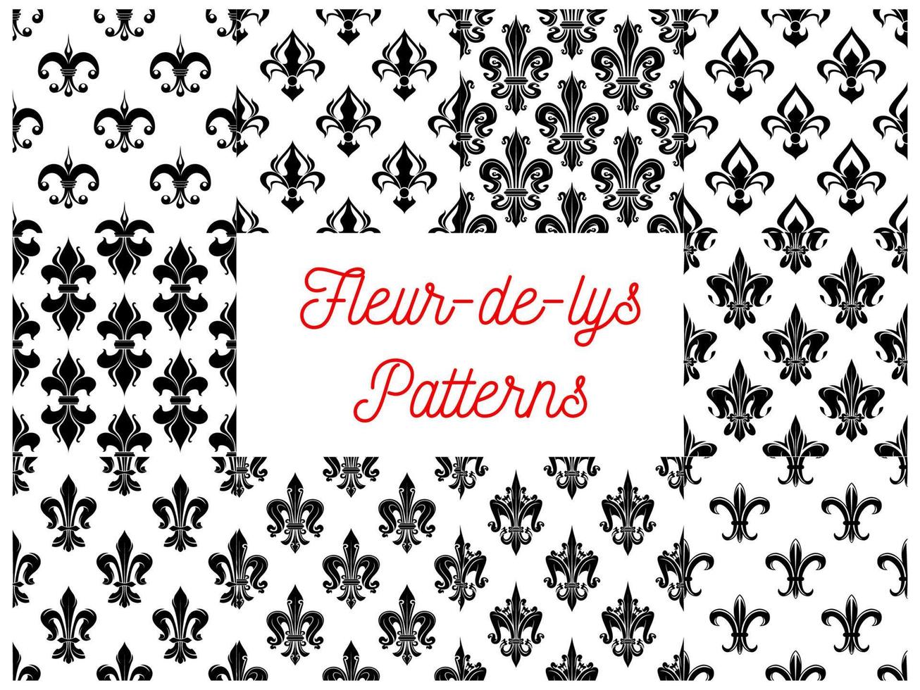 Fleur-de-lys royal french lily seamless patterns vector