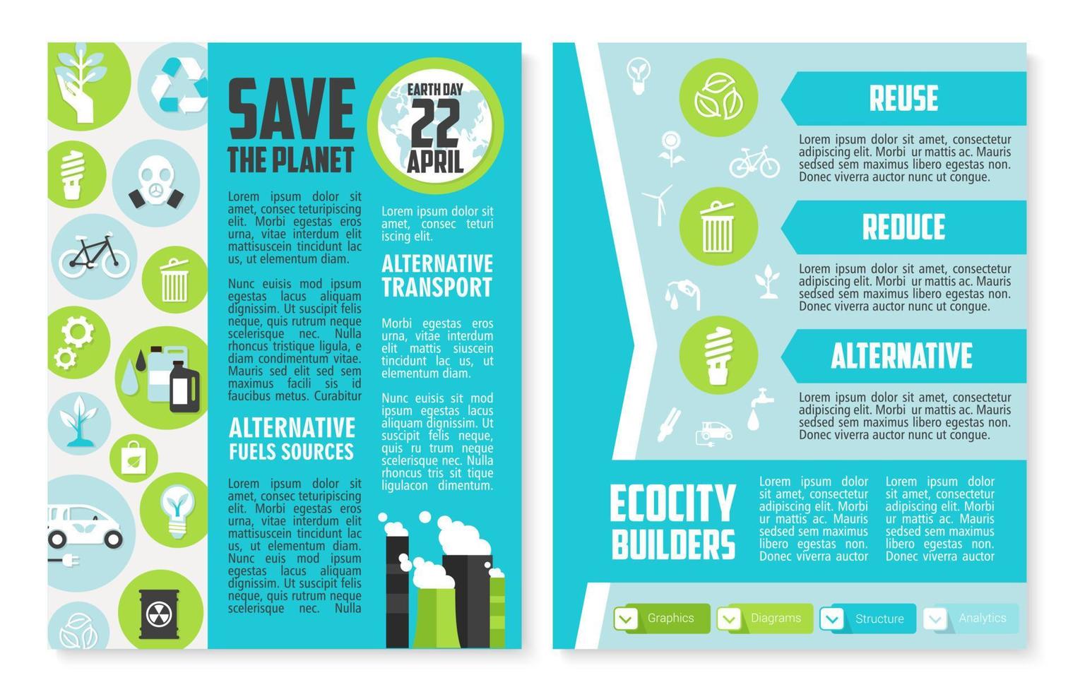 Earth Day brochure or poster template design vector