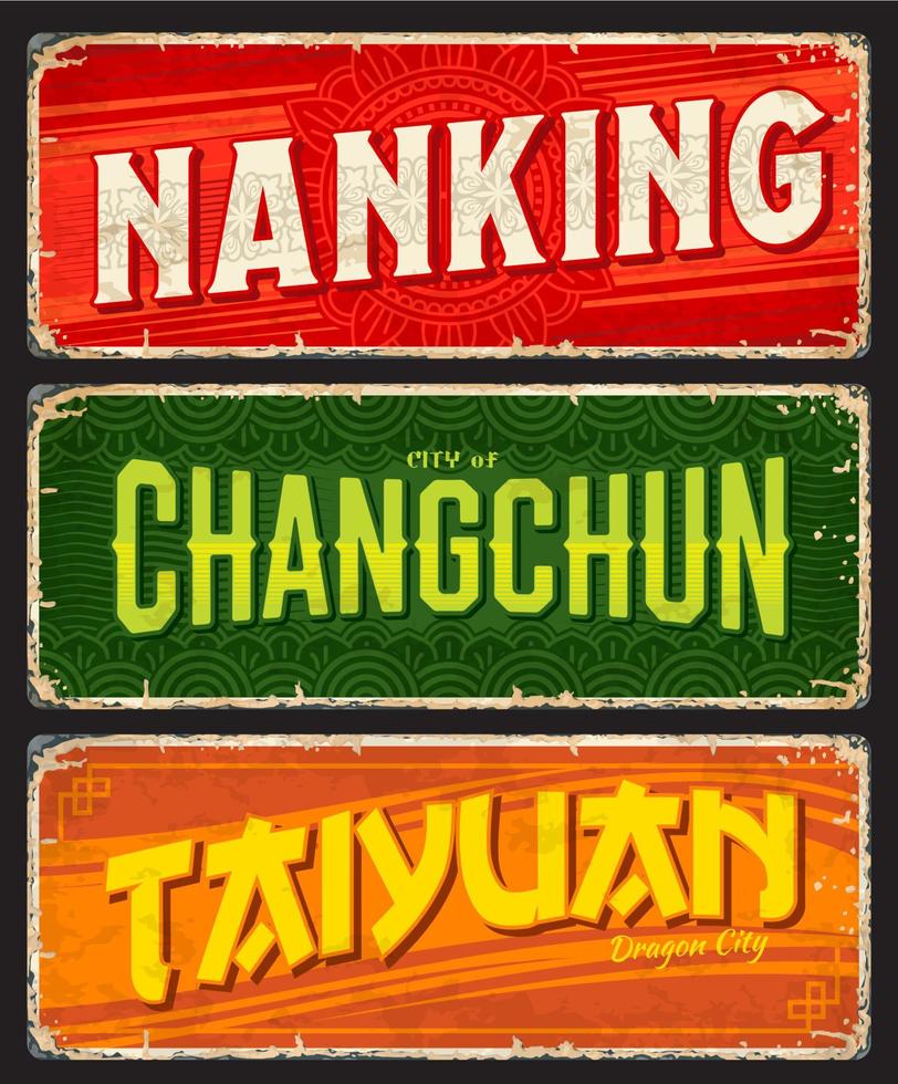 nanking, changchun, plato de viaje chino taiyuan vector