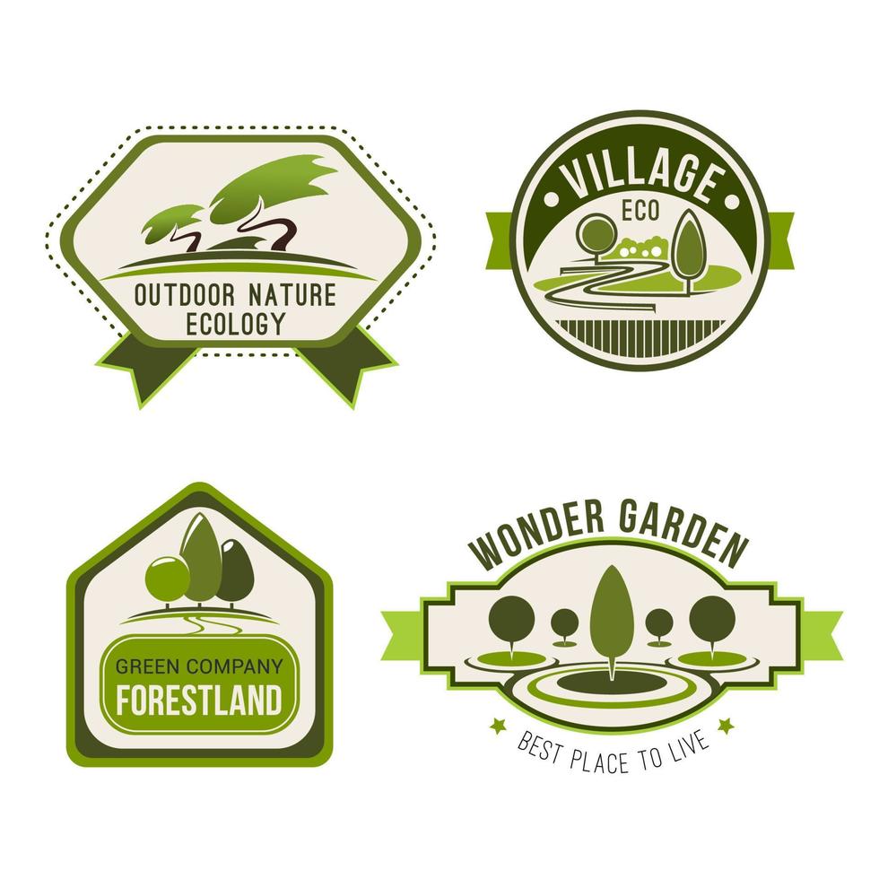 Ecology, nature, eco green label set vector