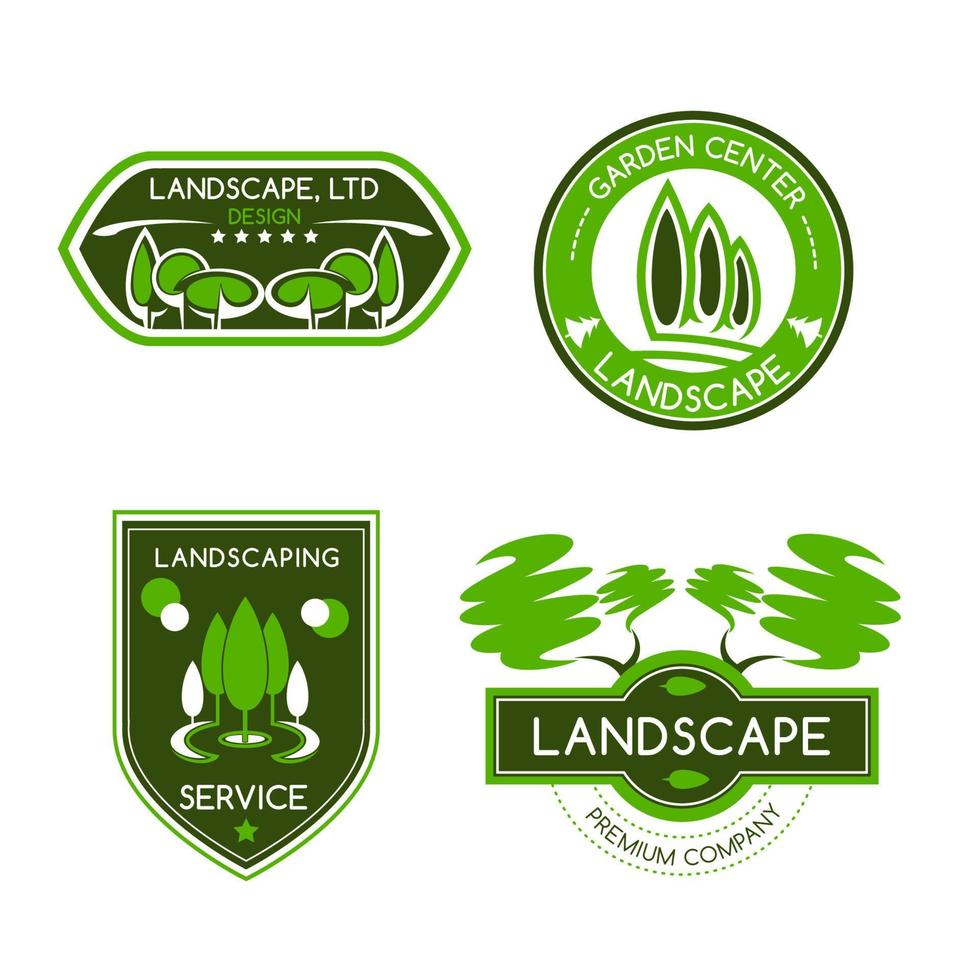 Landscape design studio label set vector