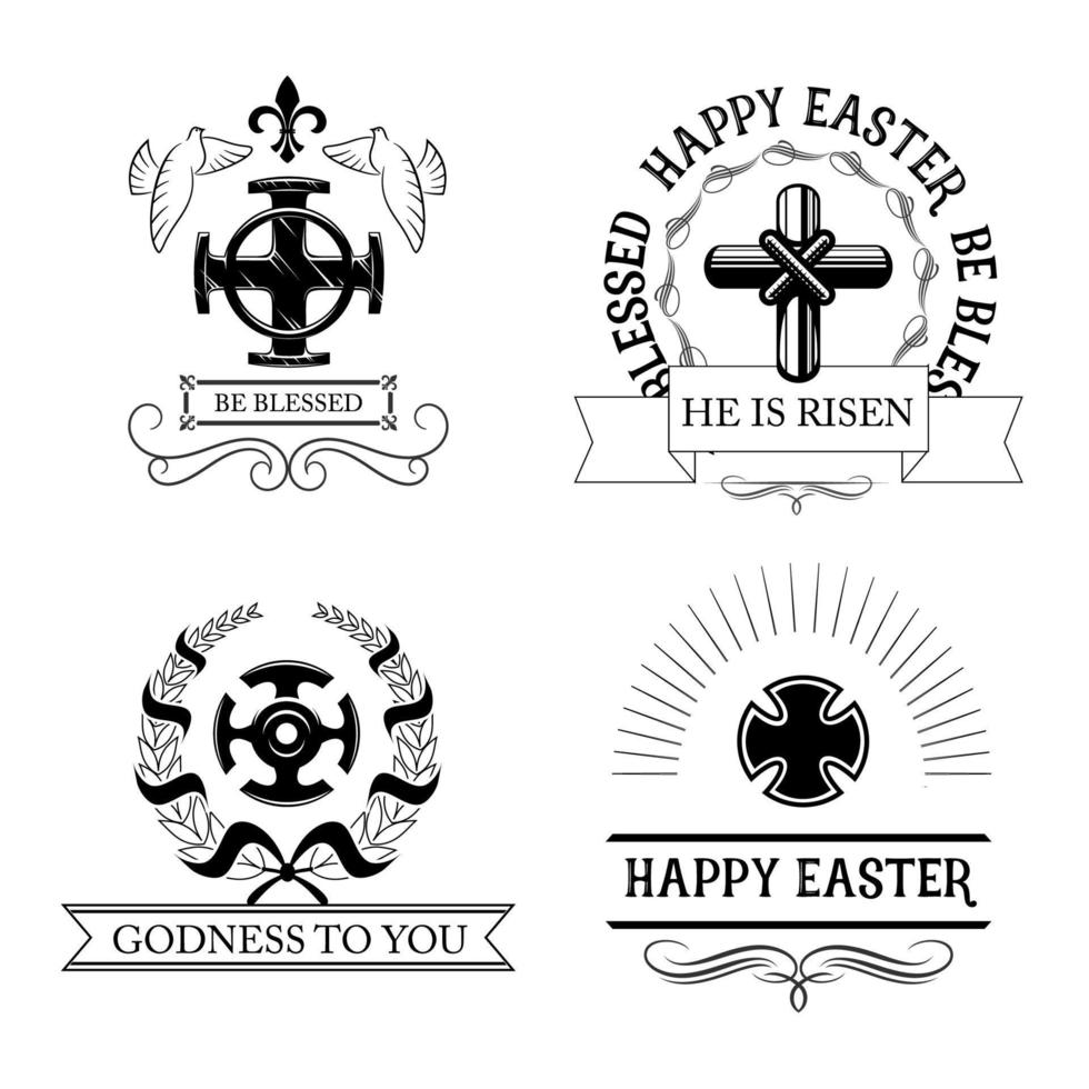 Easter cross symbol set with religious crucifix vector