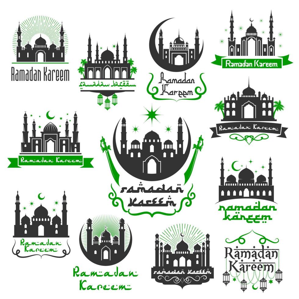 conjunto de iconos de saludo de vector de ramadán kareem