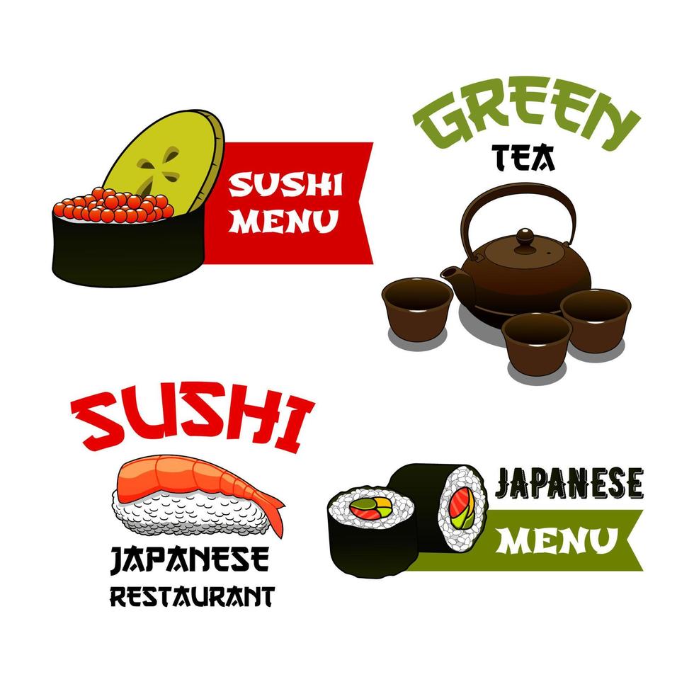 iconos vectoriales de sushi para el menú del restaurante japonés vector