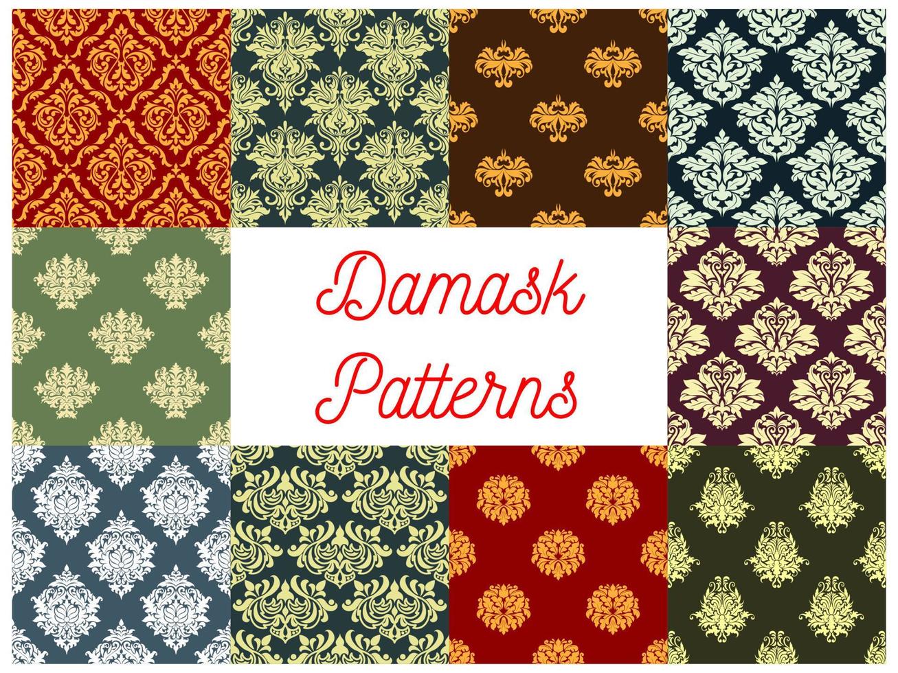 Floral patterns of seamless Damask flower tracery vector