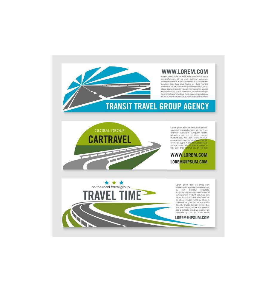 Road travel company vector banners set