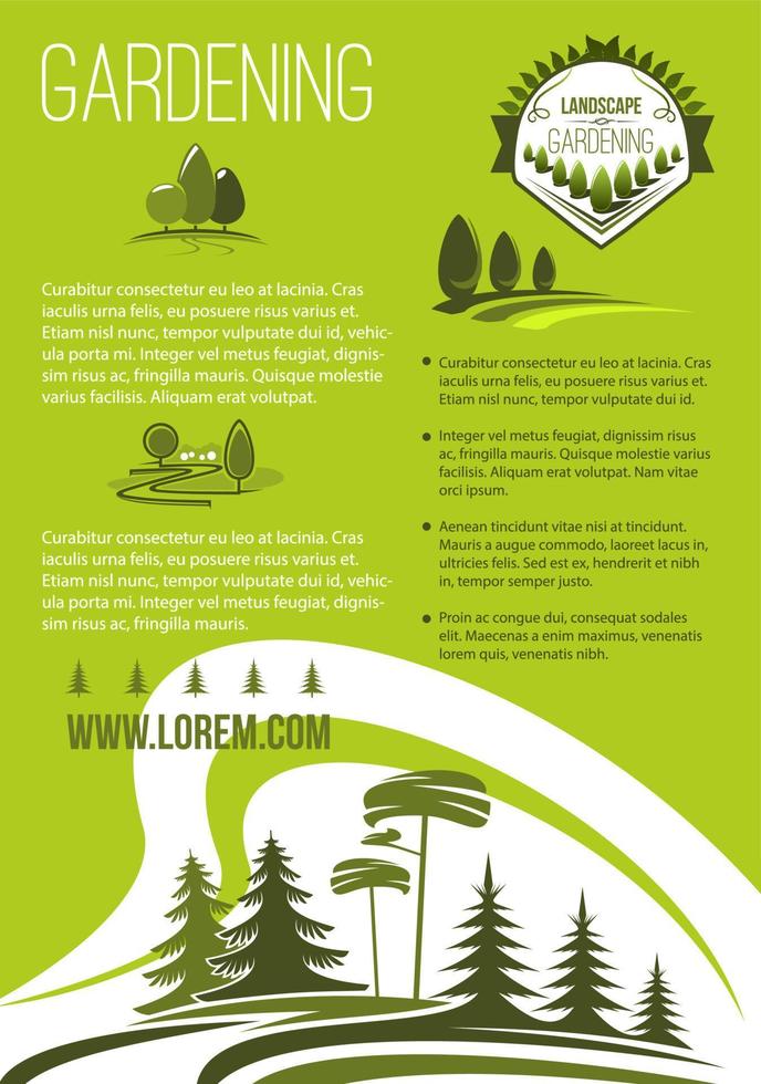 cartel de vector de paisaje o empresa de jardinería