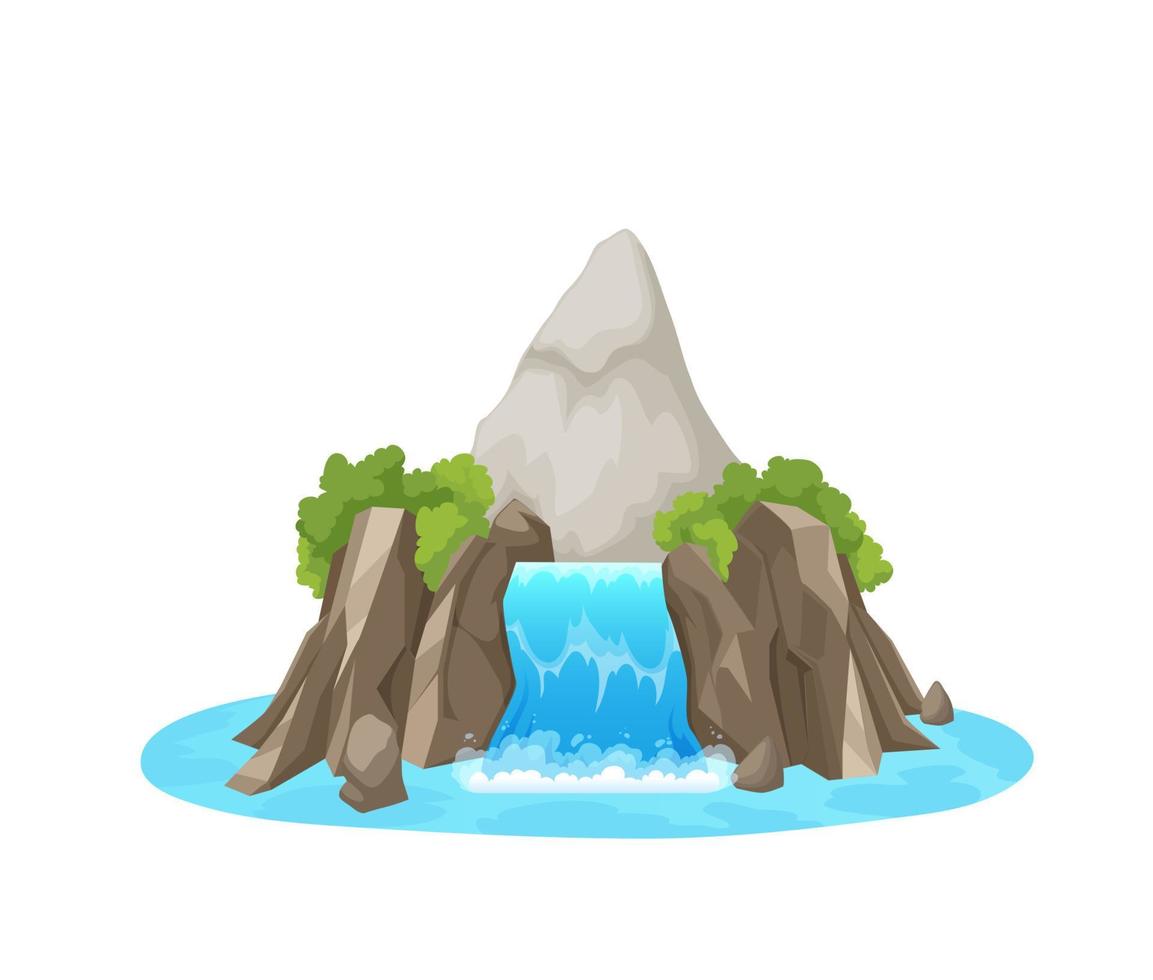 Cartoon waterfall, mountain water cascade vector