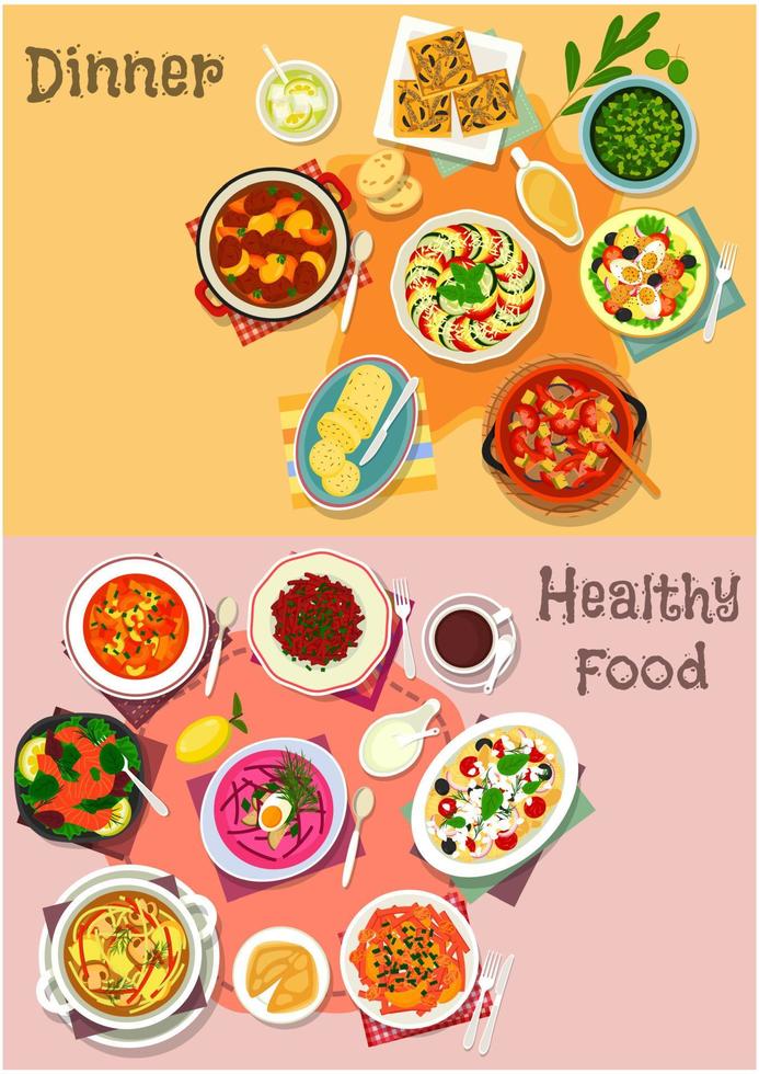 Mediterranean cuisine dishes icon set design vector