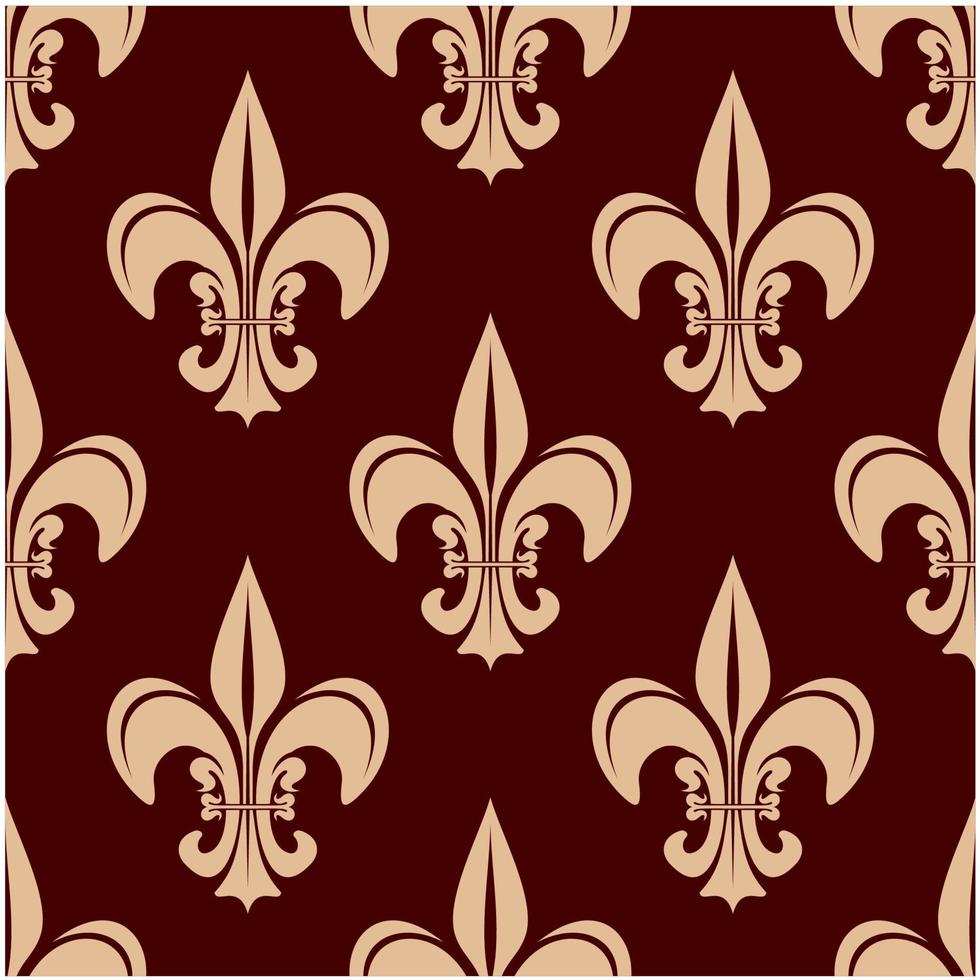 Seamless brown fleur-de-lis floral pattern vector