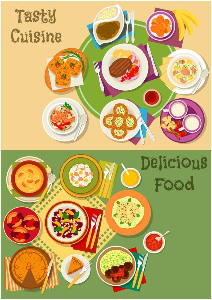 British, thai and finnish cuisine icon set design vector