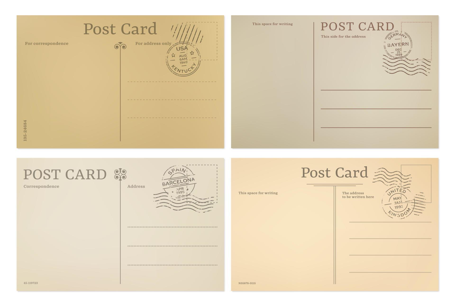 Vintage postcard, post card template, postal backs 12683201 Vector Art Vintage postcard, post card template, postal backs 12683201 Vector Art