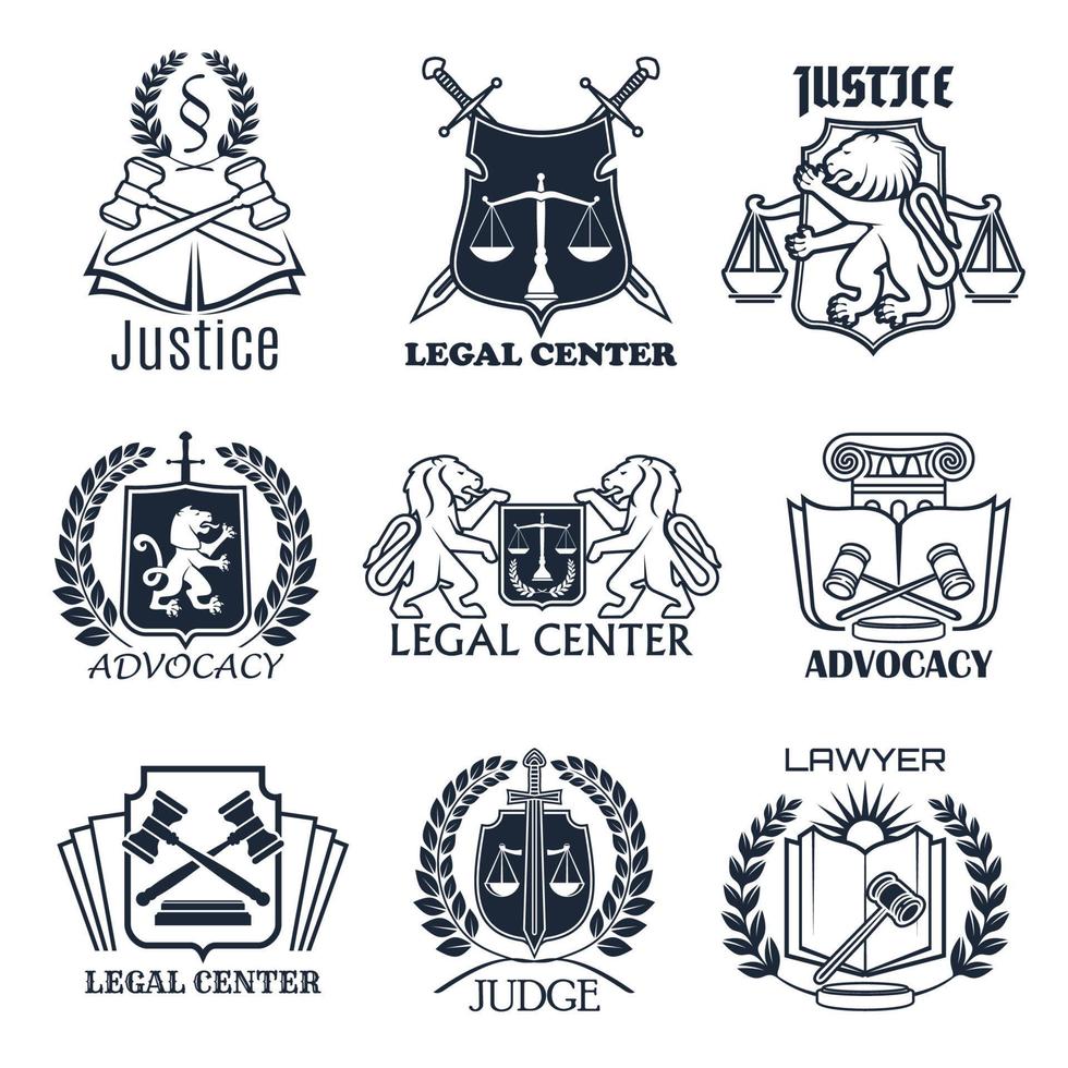 bufete de abogados, oficina de abogados, diseño de icono de centro legal vector