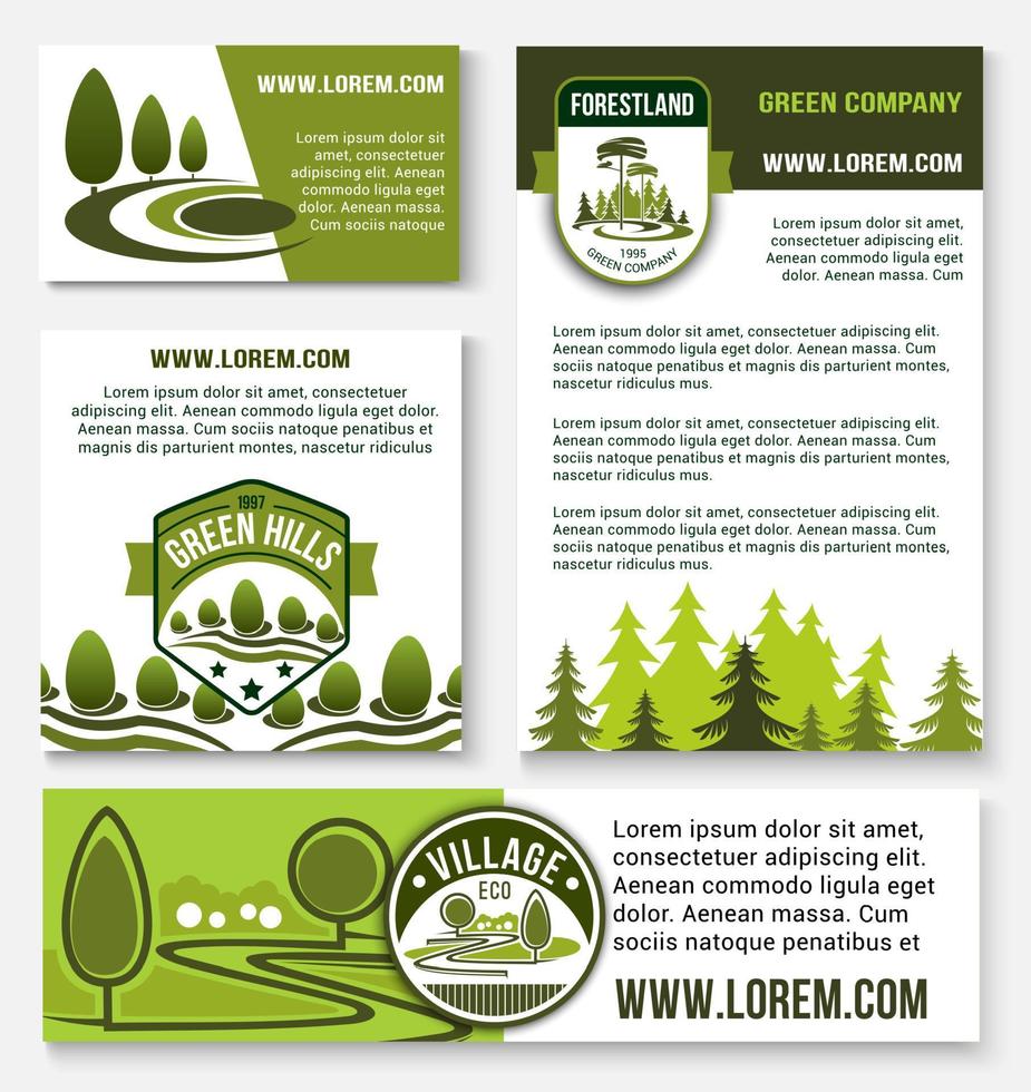 Green company and eco business banner template set vector