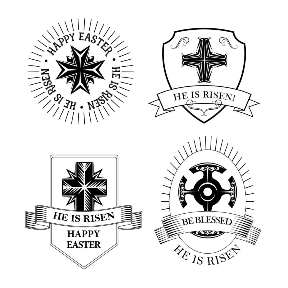 insignia heráldica del día de pascua con cruz en el escudo vector
