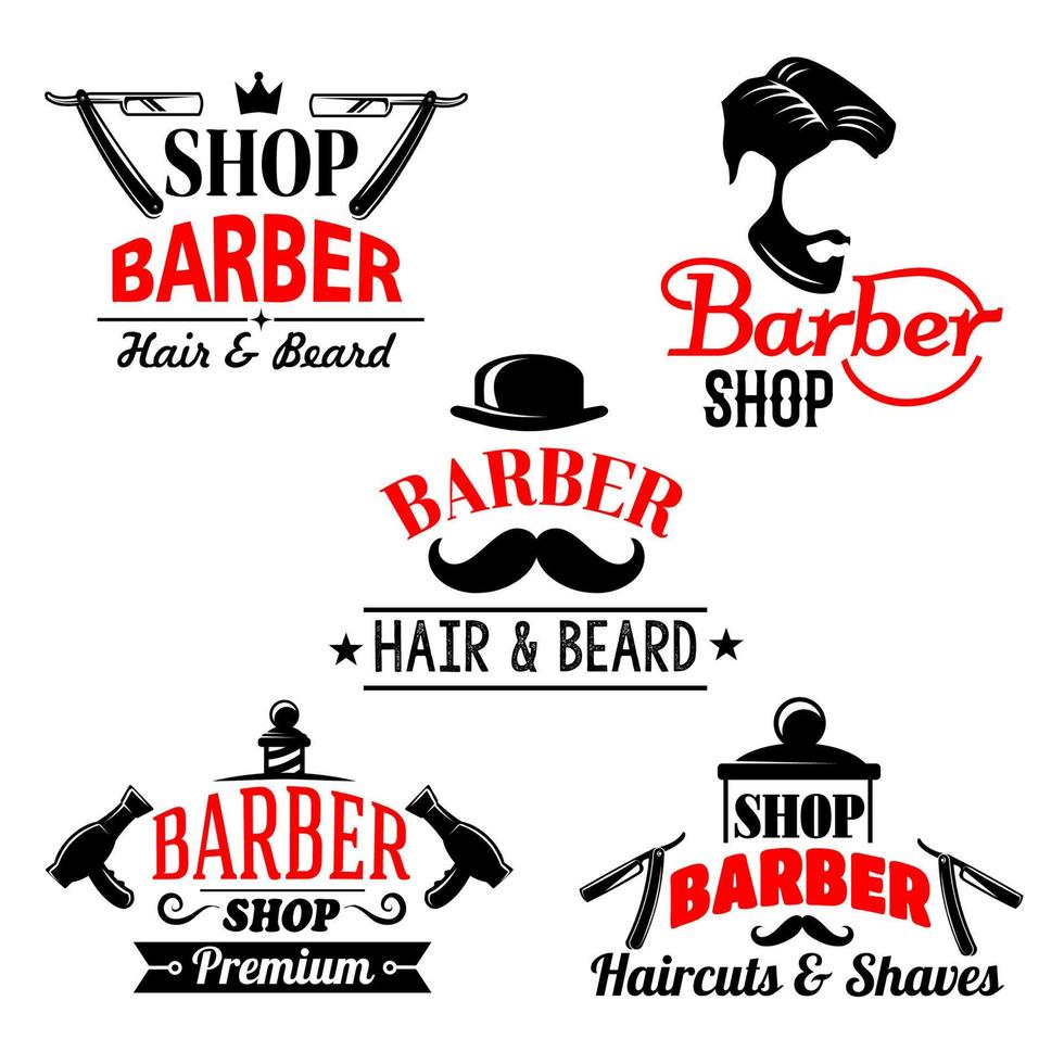 Vector icons set for barber shop premium salon