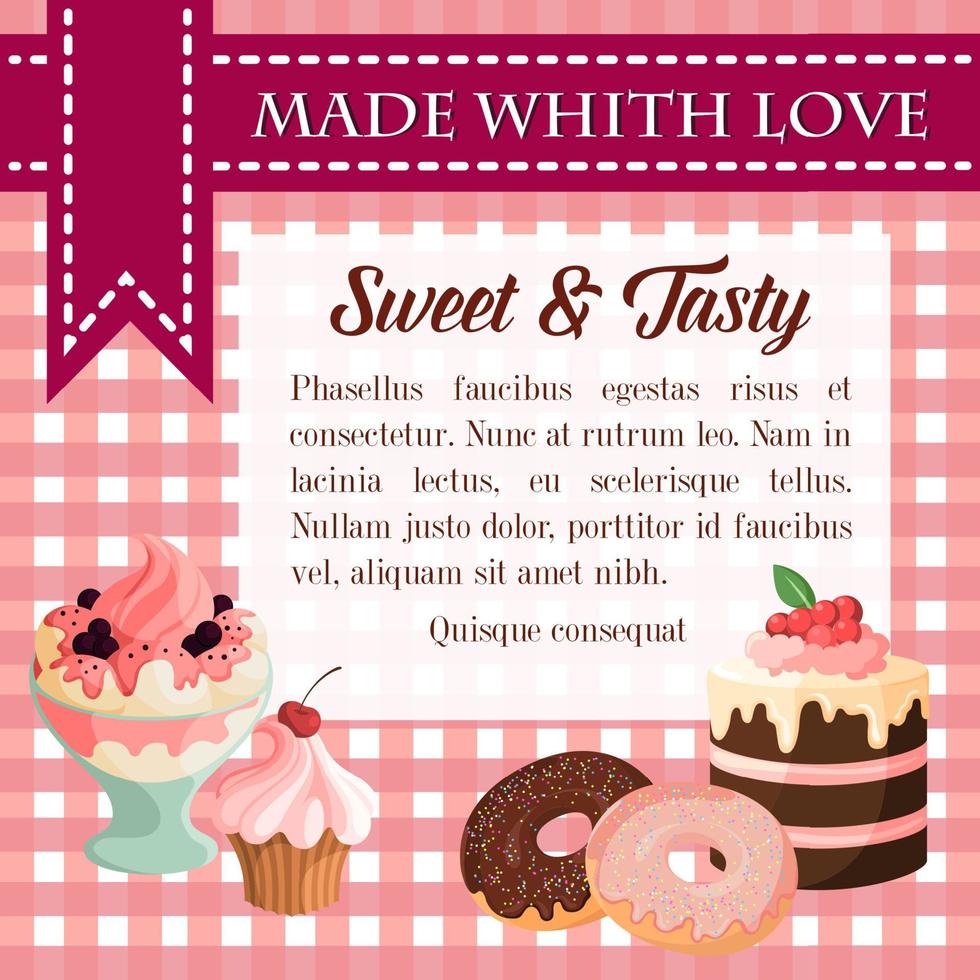 Bakery vector desserts and pastry cakes poster