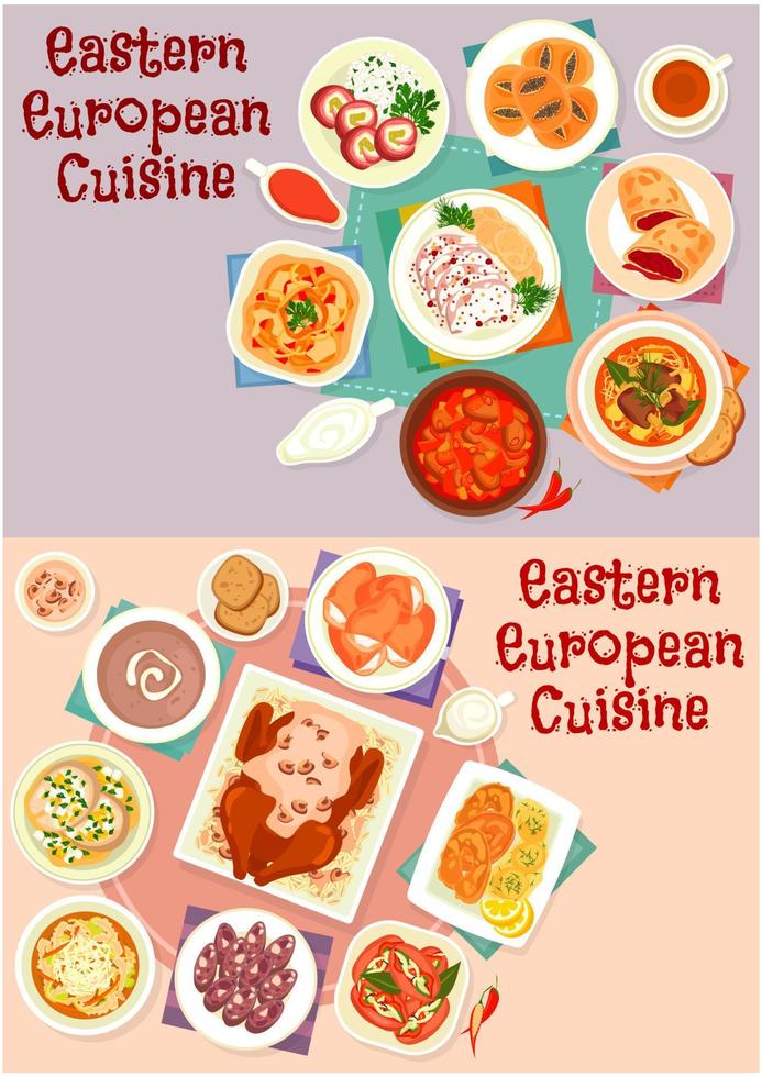 Eastern european cuisine icon set for food design vector