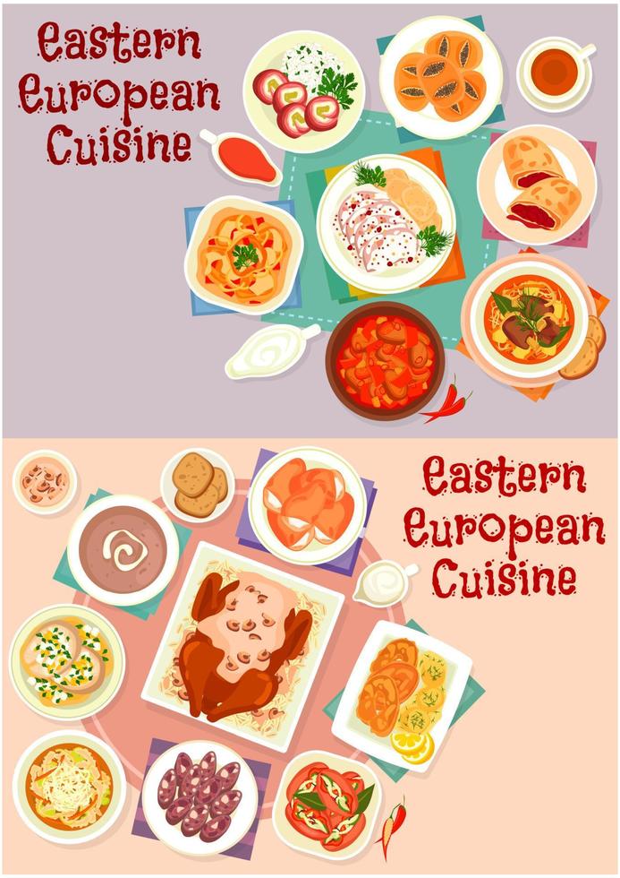 conjunto de iconos de cocina de europa del este para el diseño de alimentos vector